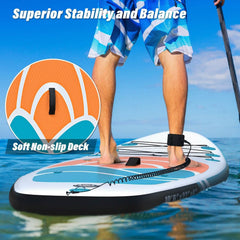 DailySale 10.5 Foot Inflatable Stand Up Paddleboard with Adjustable Paddle and Removable Fin - Orange