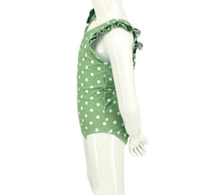 Girl's One-Piece Swimsuit - Mint/White Dot
