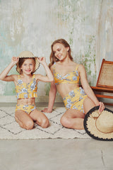 Women's High Waist Two-Piece Bikini Swimsuit - Rose Mustard
