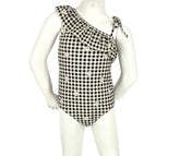 Girl's One-Piece Swimsuit - Gingham Daisy Black