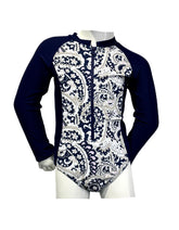 Girl's Long Sleeve One-Piece Rash Guard - Paisley