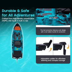 10 Foot Lightweight 1-Person Modular Fishing Kayak with Fin Drive System