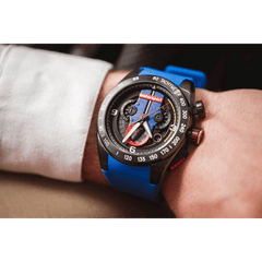 Motorsport Men's FlatOut - Black Dial, Blue Strap - 100m