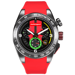 Motorsport Men's FlatOut - Black Dial, Red Strap - 100m