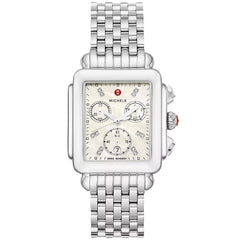 Michele Women's Deco Diamond - White Dial - 50m