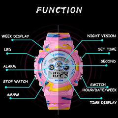 Kid's LED Digital Watch with Date, Alarm & Stopwatch - 30m