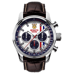 Official Men's Hesketh Racing Swiss Chronograph Watch - White Dial - 10m