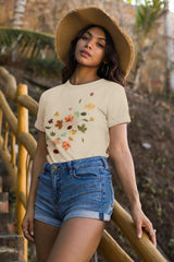 Women's Inber Crewneck Boho Wildflowers Graphic T-Shirt, Size S AUTUMN