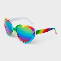 Unisex Adult's Rainbow Heart Sunglasses Multicolor Lens