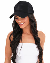 Unisex Black American Flag Trucker Hat