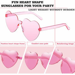 Women's Heart Shaped Rimless Sunglasses - 12 Pack - Bachelorette Party Favor