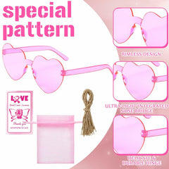 Women's Pink Heart Shaped Sunglasses - 24 Pack - Bachelorette Party Favor