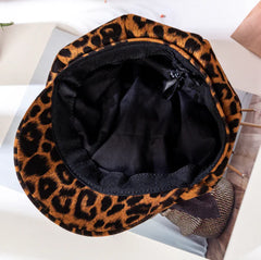 Women's Leopard Print Octagonal Hat
