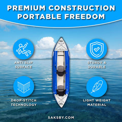 12 Foot Sea Eagle Boats | 380X Explorer 3-Person Inflatable Kayak with Large Removable Rear Center Skeg