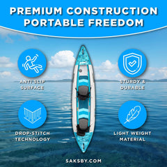 12 Foot Sea Eagle Boats | 385FT FastTrack 2-Person V-Bottom Inflatable Kayak