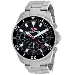 Seapro Men's Scuba 200 Chrono - Black Dial/Bezel, Silver Case/Bracelet - 200m