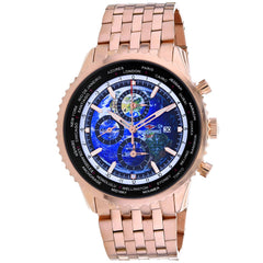 Seapro Men's Meridian World Timer GMT - Blue Dial, Rose Gold Bracelet - 100m