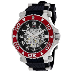 Seapro Men's Seaway - Black Dial/Strap, Silver Case, Red Bezel - 100m