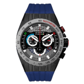 Giorgio Piola Design Men's Speedtrap Swiss Sport Chrono Watch - Black Dial, Blue Strap - 100m