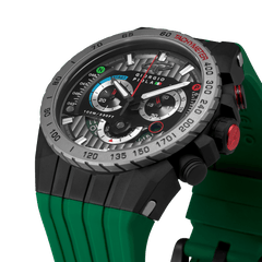 Giorgio Piola Design Men's Speedtrap Swiss Sport Chrono Watch - Black Dial, Green Strap - 100m
