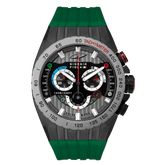 Giorgio Piola Design Men's Speedtrap Swiss Sport Chrono Watch - Black Dial, Green Strap - 100m