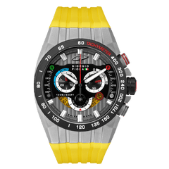 Giorgio Piola Design Men's Speedtrap Swiss Sport Chrono Watch - Black Dial, Yellow Strap - 100m