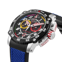 Giorgio Piola Design Men's Torque Stainless Steel Swiss Sport Chrono Watch - Black Dial, Blue Strap - 100m