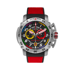 Giorgio Piola Design Men's Torque Stainless Steel Swiss Sport Chrono Watch - Black Dial, Red Strap