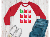 CHRISTMAS Unisex Adult's 'Falalala' Watercolor Raglan or T-Shirt