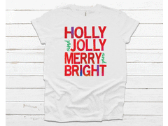 CHRISTMAS Unisex Adult's 'Holly Jolly' Watercolor Raglan or T-Shirt