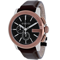Gucci Men's G-Chrono - Black Dial, Brown Strap - 50m