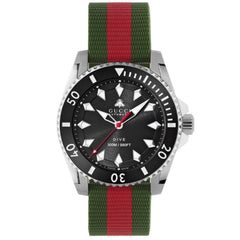 Gucci Men's Dive - Black Dial, Red/Green Rubber Strap - 300m