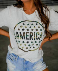 Women's Camo 'America' Graphic T-Shirt