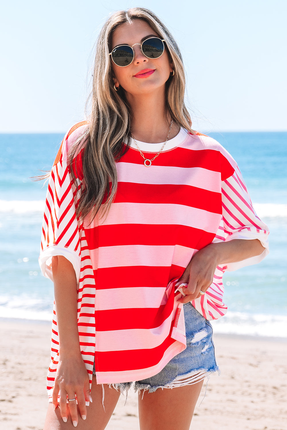Women's 'Sloan' Stripe Side Split Loose Top