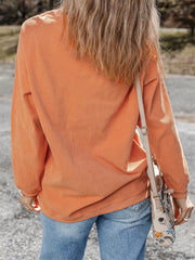 HALLOWEEN Women's Ghost Sequin Patched, Ribbed Sweatshirt