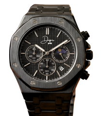 Dapper Watches Men's All Black Stainless Steel ChronoLunar Watch - 30m