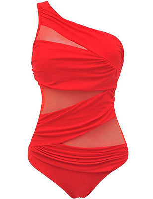 Women's Plus Size Asymmetrical One-Piece Swimsuit