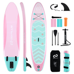10-11 Foot Inflatable Stand Up Paddle Board with 3 Fins and Adjustable Paddle