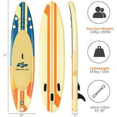 10-11 Foot Inflatable Stand Up Paddle Board with Bag Aluminum Paddle and Hand Pump