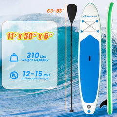 11 Foot Premium Inflatable Stand Up Paddle Board with Accessories and Repair Kit