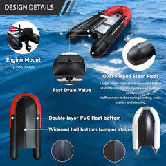 11 Foot Heavy-Duty Inflatable Dinghy with Aluminum Floor & Oars