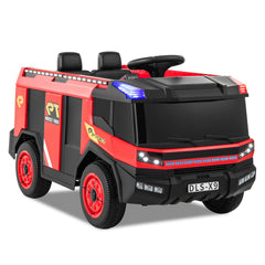 12V Kids Ride On 2-Seater Fire Truck with Remote Control and Water Gun - Red