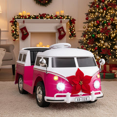 12V Kids Ride On Licensed Volkswagen Bus with Cup Holder and LED Headlights for 3+ Years Old