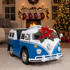 12V Kids Ride On Licensed Volkswagen Bus with Cup Holder and LED Headlights for 3+ Years Old