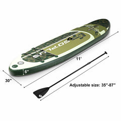 11 Foot Inflatable Standing Board Surfboard with Bag and Paddle