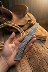 Forgehammer Folder Knife 8" - Handmade, All-Steel Damascus, Liner Lock