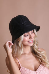 Women's Vegan Leather Bucket Hat
