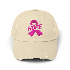 Unisex 'Hope' Cancer Awareness Distressed Cap