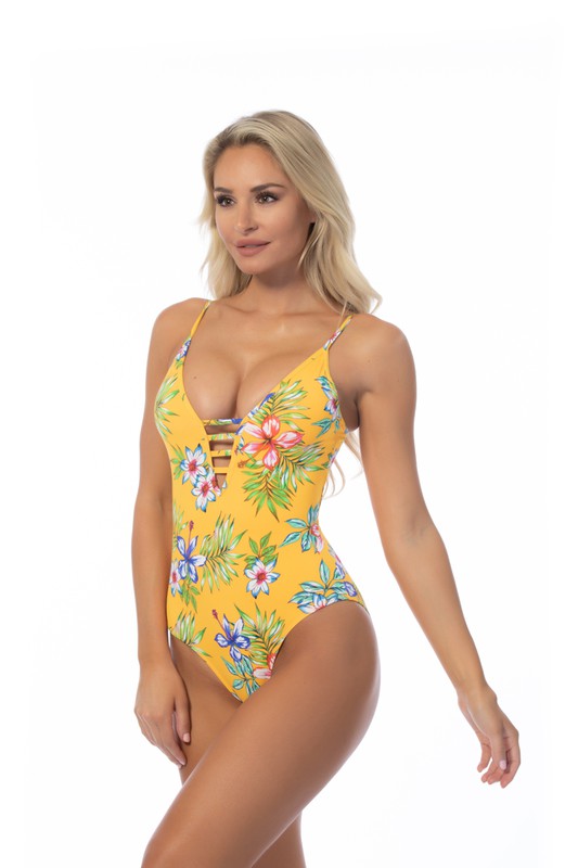 Women's 'Tropic Temptation' Lace-Up One-Piece Swimsuit