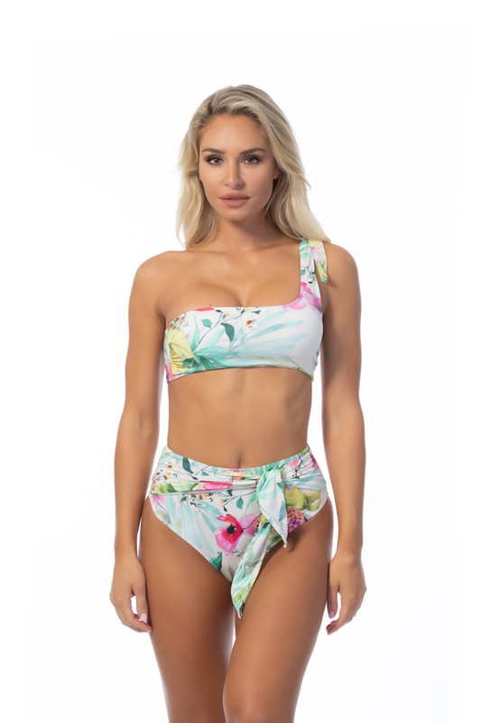 Women's 'Island Glow' One-Shoulder Asymmetrical Two-Piece Bikini Swimsuit